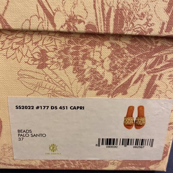 NWT DE SIENA CAPRI Designer Luxury Leather Glass Bead pool flats slides sandals - Picture 14 of 15